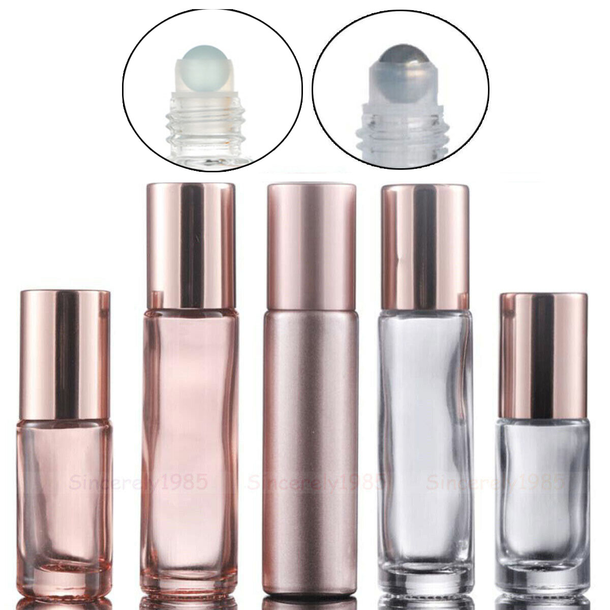 Perfume Fragrance Story - 1x 10X 20X 5ml 10ml ピンクカラー厚ガラスロールオンエッセンシャルオイル空香水瓶ローラーボールボトル旅行用ローズゴールド