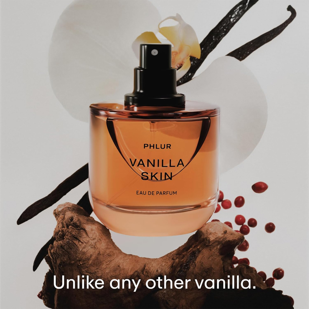 Perfume Fragrance Vanilla - PHLUR バニラスキンパフューム（男女兼用）、50mL – ピンクペッパー、ピンクアップル、カシミアウッド、サンダルウッドの香りが入った温かみのあるバニラオードパルファム