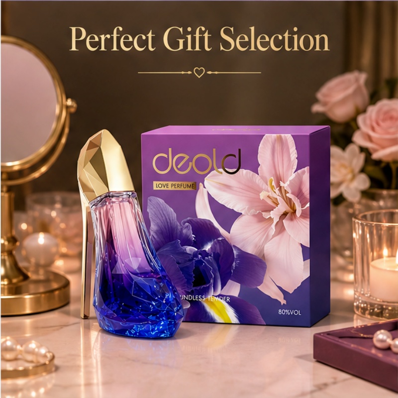 Perfume Fragrance Blue - 繊細な香りの女性用香水スティレットヒールデザイン。 徐々に色が変化する紫青色の石切りガラス瓶の香水。 バレンタインデー、誕生日、記念日のお祝いに、ガールフレンドや奥様への贈り物として最適です。